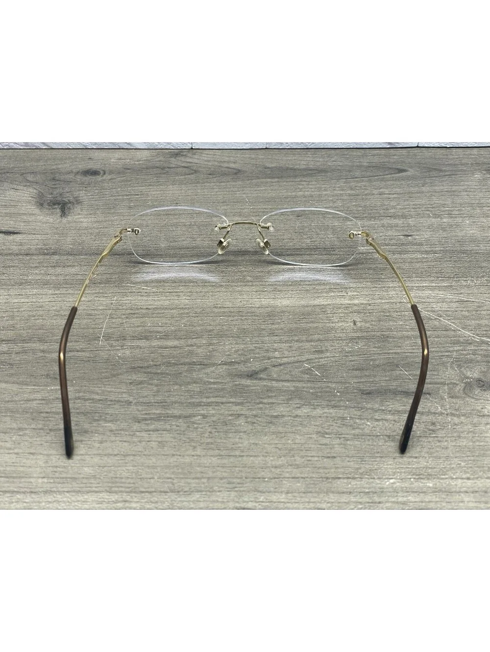 Chanel Eyeglasses Frames 2095 c.125 Yellow Gold Rimless Rectangle 51-16-135 READ